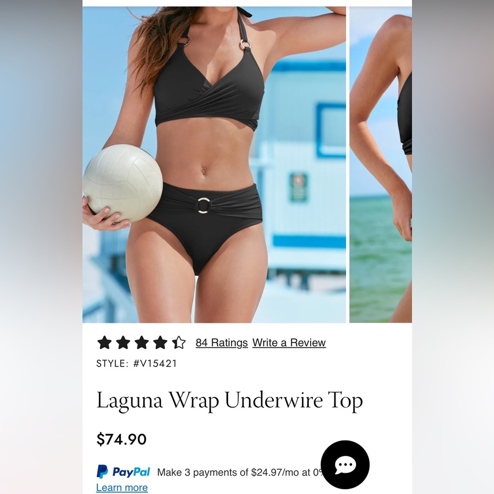 VENUS Black Bikini top with Ring Accent